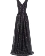 V-neck Slimming Long Sequin Formal Dress - Image 4