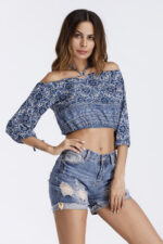 Printed strapless blouse - Image 8