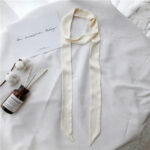 Silk Narrow Strip Silk Scarf Pure Color Wild Scarf - Image 5