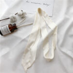 Silk Narrow Strip Silk Scarf Pure Color Wild Scarf - Image 2