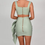 High-End Pu Leather Crop Top And Skirt Suit - Image 5