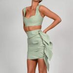 High-End Pu Leather Crop Top And Skirt Suit - Image 4