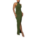 Halter Slit Formal Dress Long Dress Pleated Sleeveless - Image 7