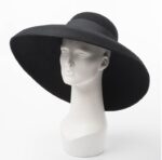 Classic Style Black Pure Wool Tilted Wide Brim Hat for Women - Image 3
