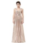 V-neck Slimming Long Sequin Formal Dress - Image 8