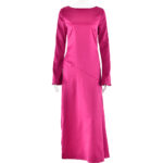 Trendy Long-sleeve Stitching Satin Formal Dress - Image 4