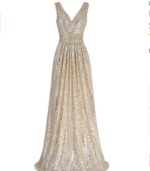 V-neck Slimming Long Sequin Formal Dress - Image 5