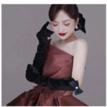 French Retro Hepburn High-end Long Black Gloves - Image 4