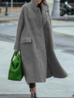 High-end Texture Temperament Commuter Lapel Loose Woolen Green Jacket - Image 4