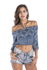 Printed strapless blouse - Image 3