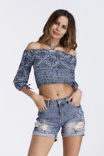 Printed strapless blouse - Image 9