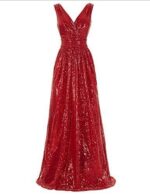 V-neck Slimming Long Sequin Formal Dress - Image 2