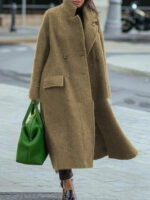 High-end Texture Temperament Commuter Lapel Loose Woolen Green Jacket