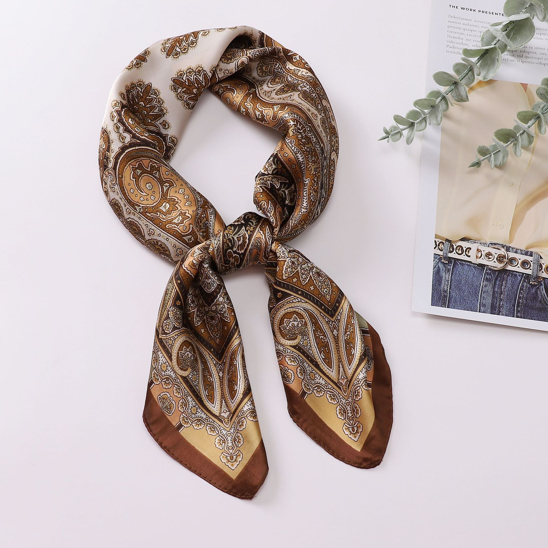 97a70ca0-13fe-414e-9418-067e7c3afea0.jpg Printed Scarf Silk-like Fashion Shirt Scarf Scarf - Image 1