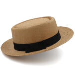 Straw Hat Flat Brim Beach Sun Protection Wide Brim Sunshade - Image 4