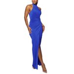 Halter Slit Formal Dress Long Dress Pleated Sleeveless - Image 3