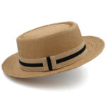Straw Hat Flat Brim Beach Sun Protection Wide Brim Sunshade - Image 6