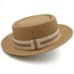 Straw Hat Flat Brim Beach Sun Protection Wide Brim Sunshade - Image 3