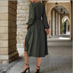 Women's Long-sleeved Dress Slit Formal Dress - Image 2