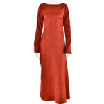 Trendy Long-sleeve Stitching Satin Formal Dress - Image 5