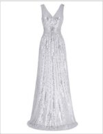 V-neck Slimming Long Sequin Formal Dress - Image 6